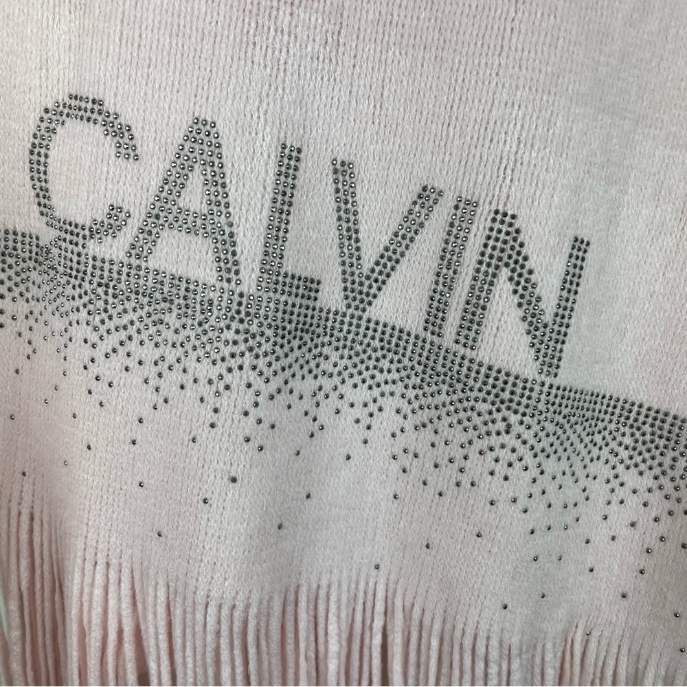 Calvin Klein NWT baby pink fringe scarf - Picture 4 of 5